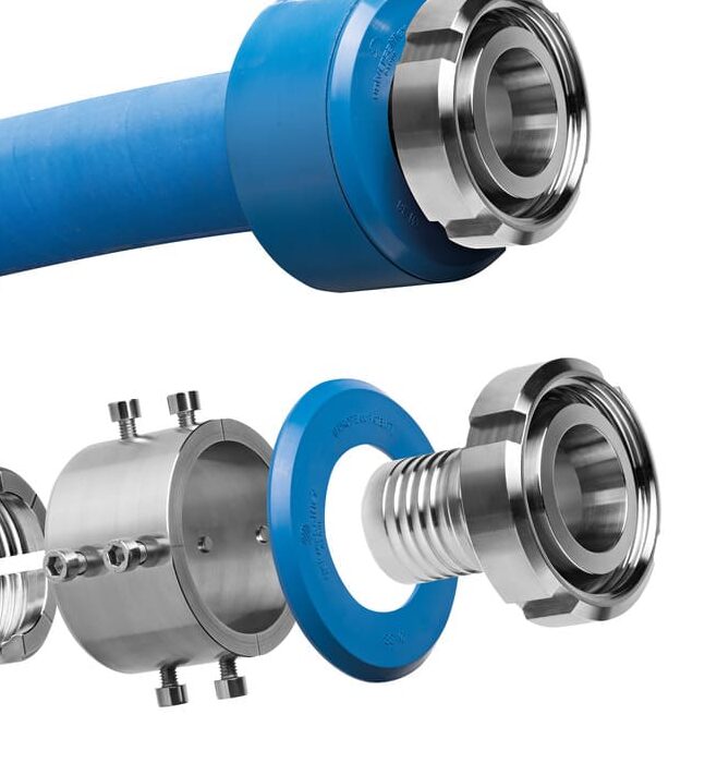 Sistema Bull Ring Universalflex montato su tubo flessibile alimentare