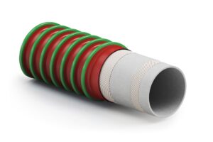 Tubo leggero e flessibile in gomma a basso grado di permeazione per camion cisterna per il trasporto di una vasta gamma di prodotti alimentari.