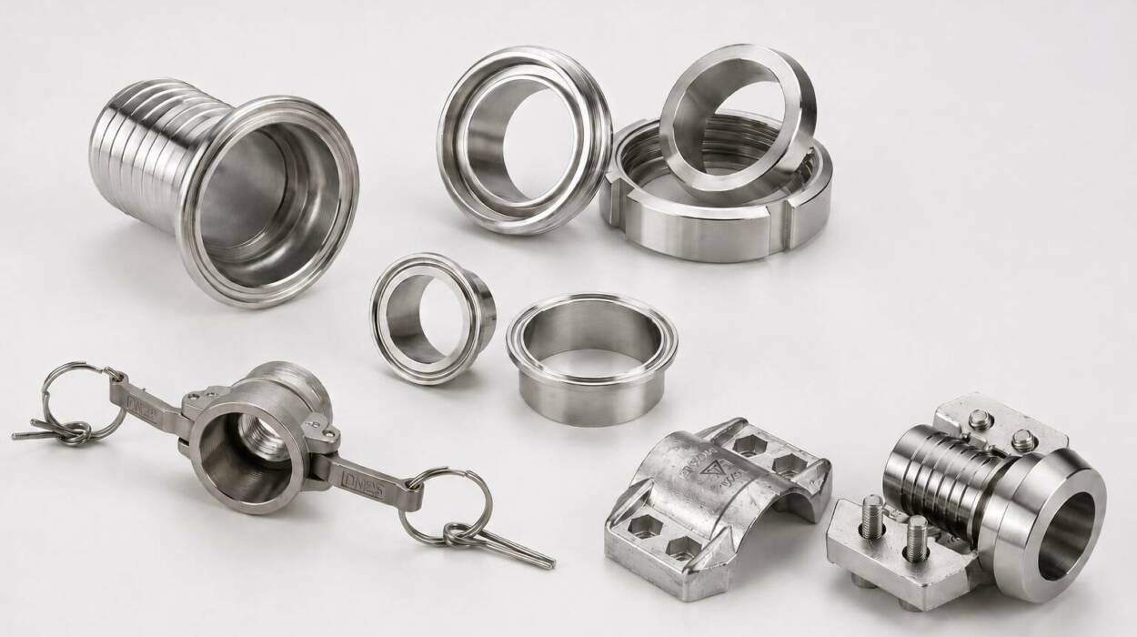 Gamma raccordi inox AISI 304 e 316L per settore food, pharma e chimico