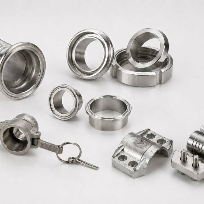 Gamma raccordi inox AISI 304 e 316L per settore food, pharma e chimico