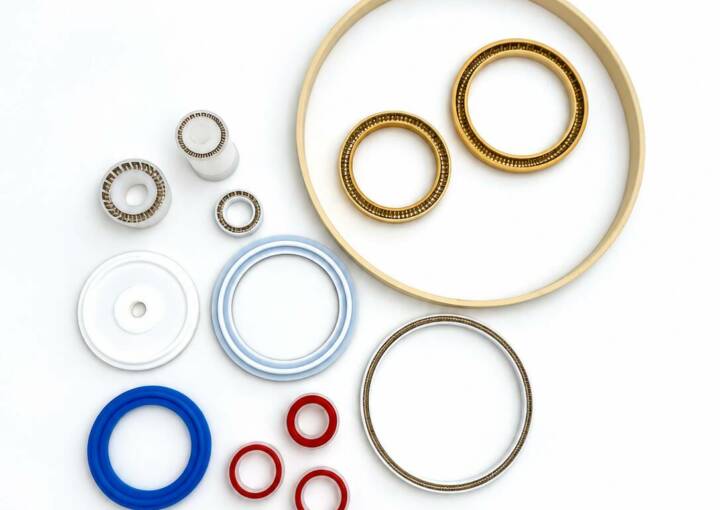 Guarnizioni in PTFE bianche di diverse misure per applicazioni industriali