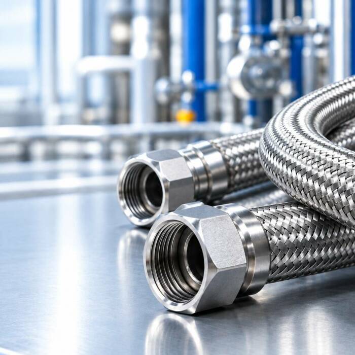Tubo flessibile in acciaio inox corrugato con singola e doppia calza per impianti industriali Universalflex